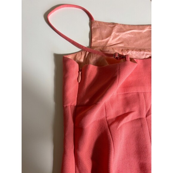 BCBGMAXAZRIA Wrap Dress Womens XS Salmon Pink Fitted Adjustable Strap Back Zip - Picture 8 of 10